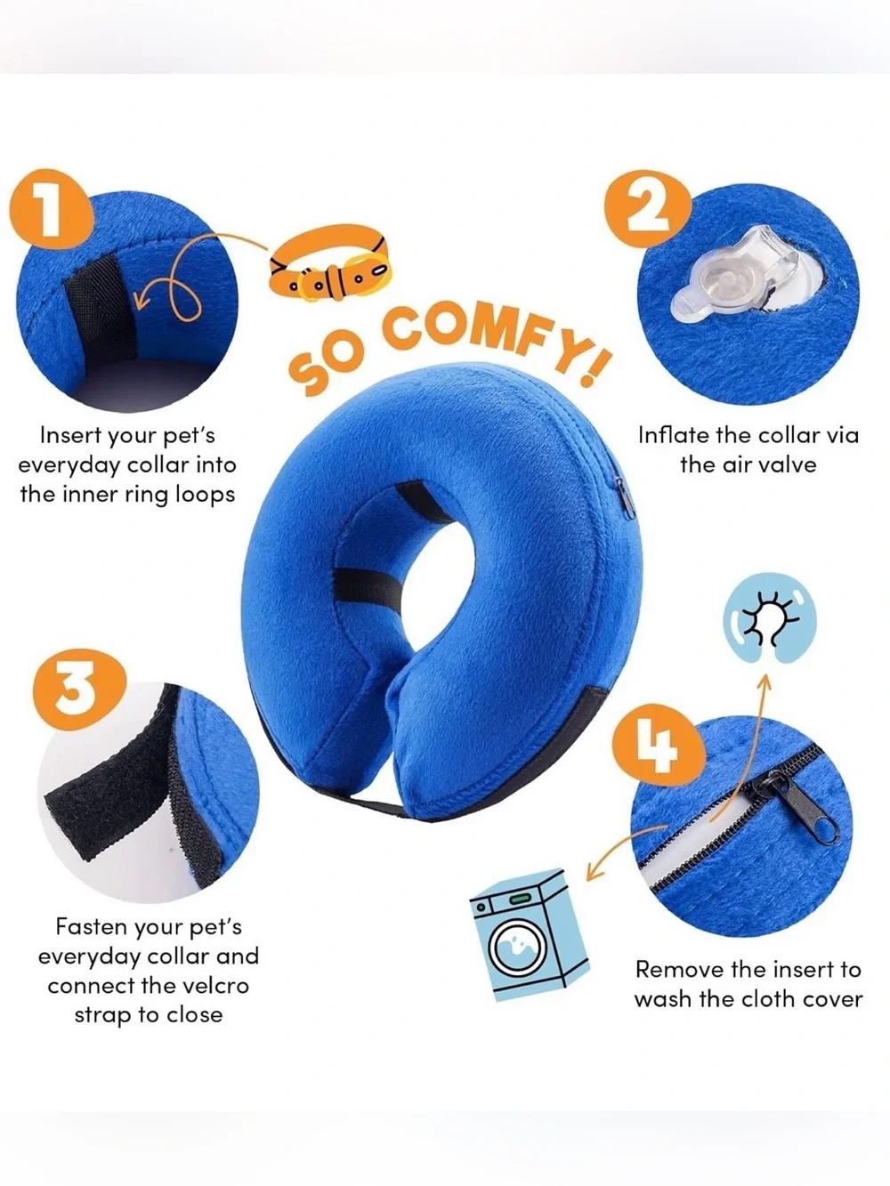 BENCMATE Inflatable Dog Cone Collar Alternative, Soft Dog Cone for Small Medium